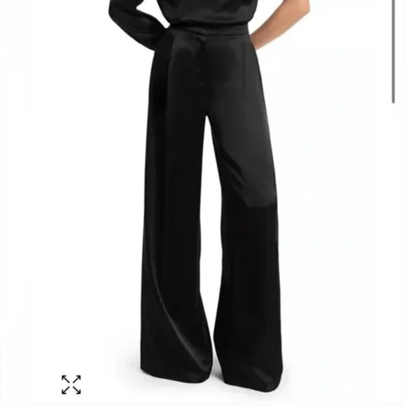 Michael Kors Satin Wide Leg Pant - Black - 10 - Like New